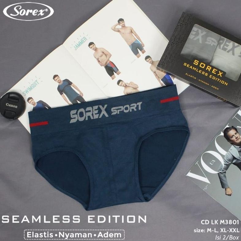 (2 Pcs) Sorex Man Celana Dalam Segitiga Seamless Edition Brief Cd Lk 3801 & 3803 | Celana Dalam Pria