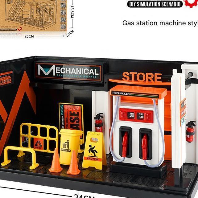 Diorama Parking Lot Atau Diorama Bengkel Mobil Gas Station Spbu Scala 1:32