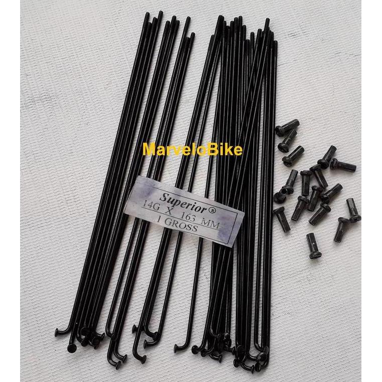 Spoke Jari Jari Sepeda 18 Hitam 14G x 163mm