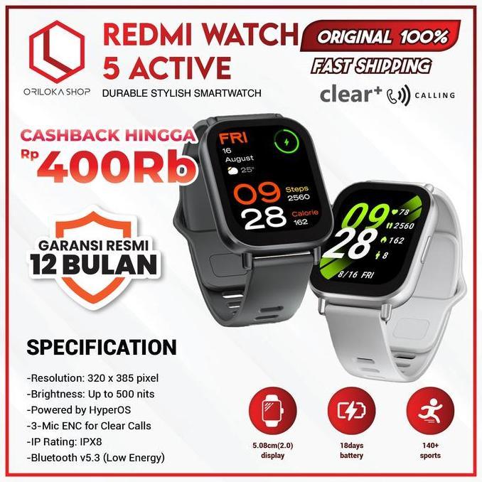 Xiaomi Mi Redmi Watch 5 Active Smartwatch - Garansi Resmi