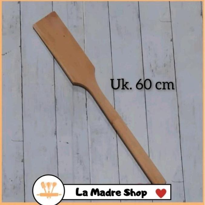 Equip- Spatula Sutil Sodet Kayu Alat Pengaduk Dodol / Bubur / Sabun / Lem Dll. - Kayu Mahoni - Harga