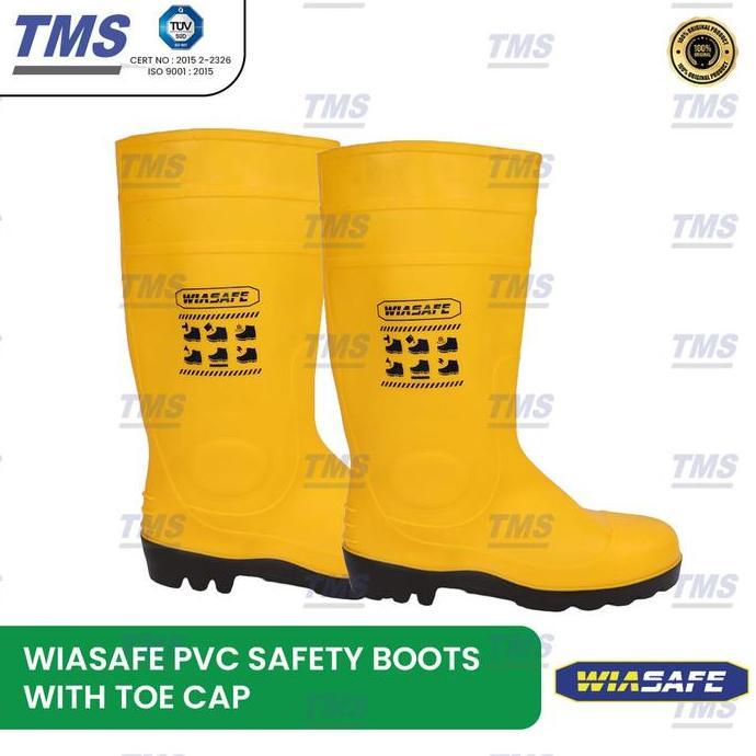 Sale Sepatu Safety Boots Kuning  Wiasafe Pvc Safety Boots  Toe Cap - Original