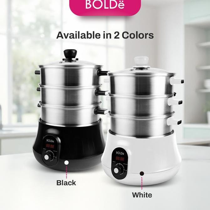 BOLDe ELECTRIC STEAMER 3S STAINLESS 304 - KUKUSAN LISTRIK 3 SUSUN LOW WATT Diskon