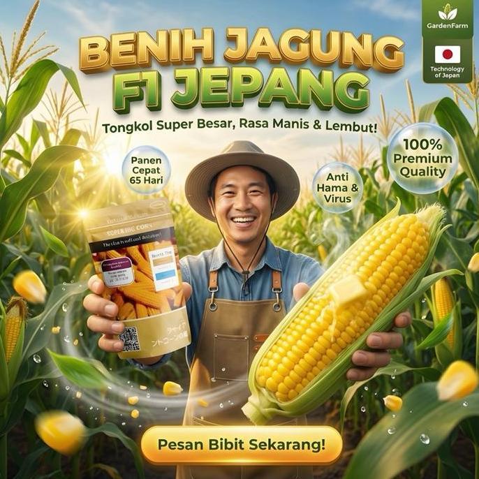 TERBARU - GARDENFARM - [Bisa Cod] Benih Jagung F1 Jepang Original Premium - Bibit Jagung Hokaido Man