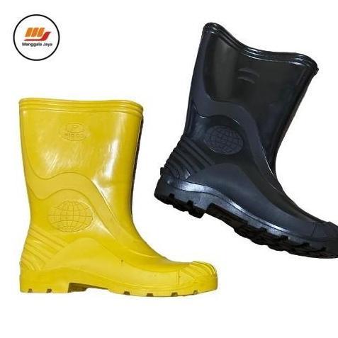 Sepatu Boot Hitam Kuning  Hijau AP-003 merk Picco  PVC Sepatu Proyek/Karet Safety