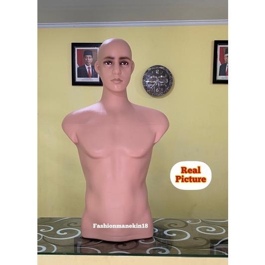 MANEKIN PRIA DEWASA TORSO SETENGAH BADAN ADA KEPALA + PATUNG BAJU PRIA + DISPLAY BAJU PRIA GAMIS KAO