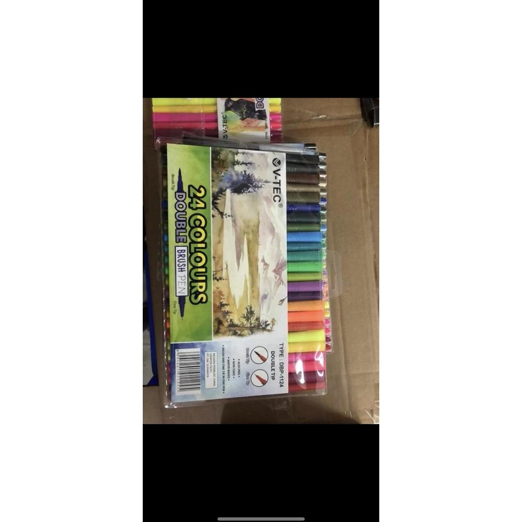Brush Pen Vtec Brushpen Vtec 24 Warna Dual Tip Tbk
