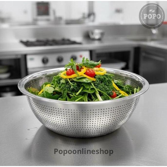 Baskom Bolong Lubang Bakul Stainless Saringan Baskom Tirisan Sayur Beras