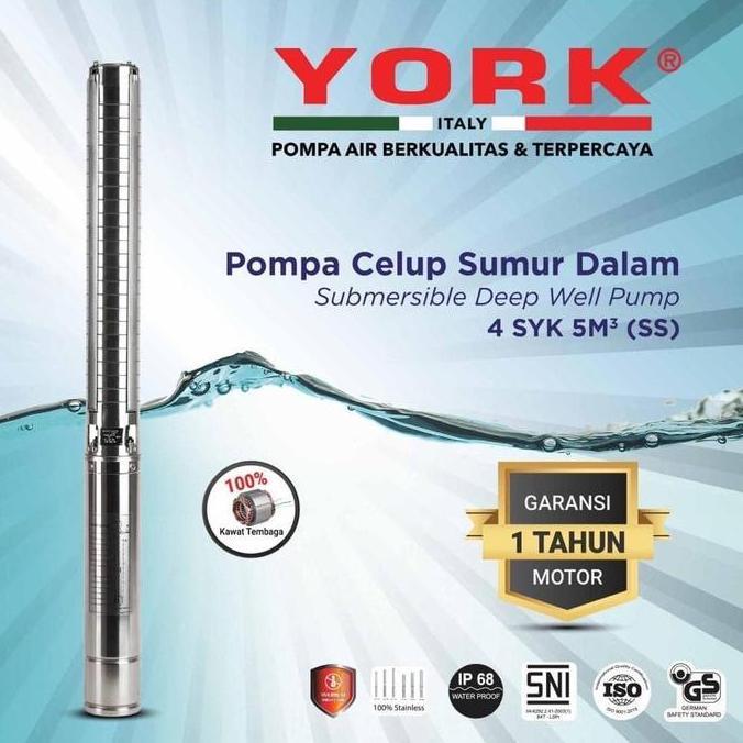 HARGA DISC - YORK 4SYK 5-25 SS. 3 HP. 1 Phase. deep well submersible pompa satelit