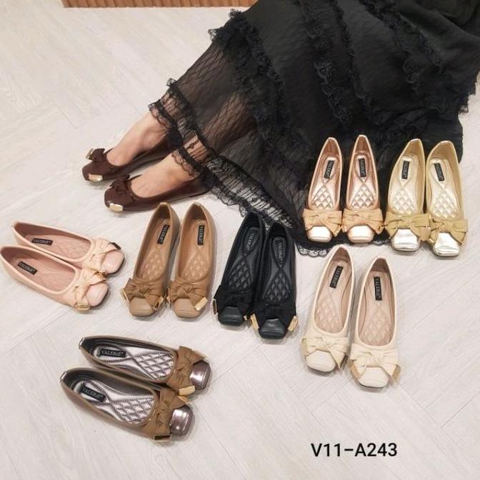 VALERiE Sepatu Flat Import V11-243 Size 36-41 Shoes Wanita Flat Standart dengan Pilihan Warna Gold K