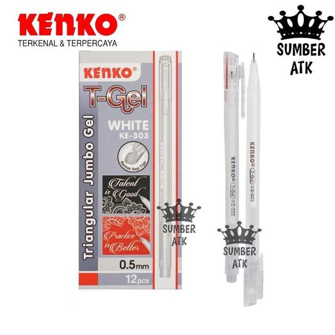 Werkzeug- Gel Pen Ke-303 T-Gel Triangular  12 Pcs ( 1 Lusin ) Kenko / Pulpen / Pena 0.5 Mm Black Bir