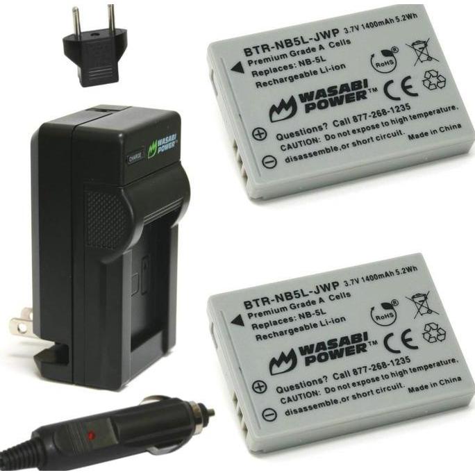 Wasabi Power Battery & Charger for Canon NB-5L NB5L Baterai IXUS 90 800 850 860 870 900 950 960 970 