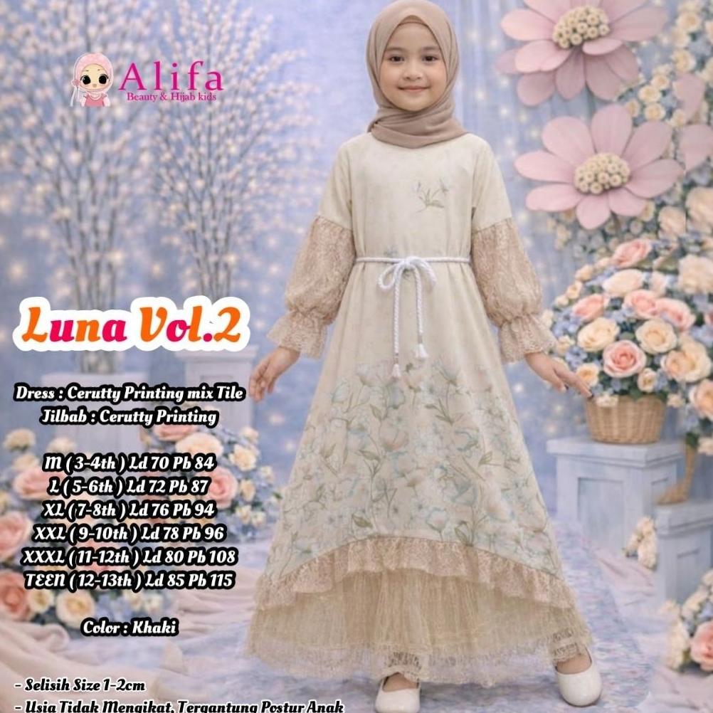 PAKET HEMAT ALIFA KIDS MAHARANI KIDS GAMIS ANAK BINI ORANG CERUTY BRUKAT CANTILI FREE JILBAB BINOR B
