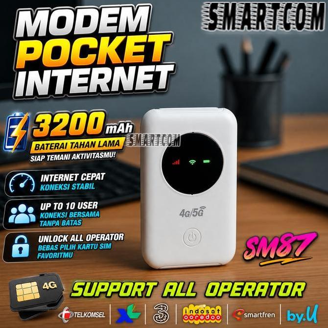 Modem Mifi Wifi SMARTCOM SM87 PRO Unlock All Operator 4G 3200mAh
