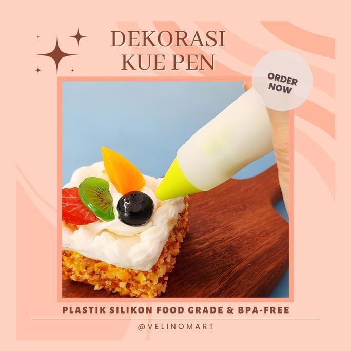 Pen Dekorasi Kue Ulang Tahun / Alat Hias Dekorasi Kue / Pen Spuit Piping Silikon  / Pen Dekorasi Kue