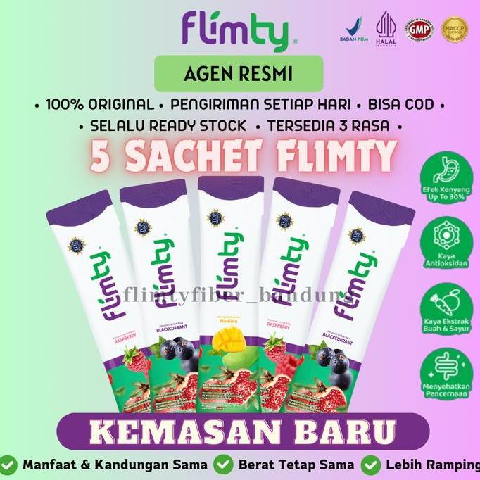 5 Sachet Flimty Fiber Eceran Diet Detox Pelangsing Bandung Bpom Halal
