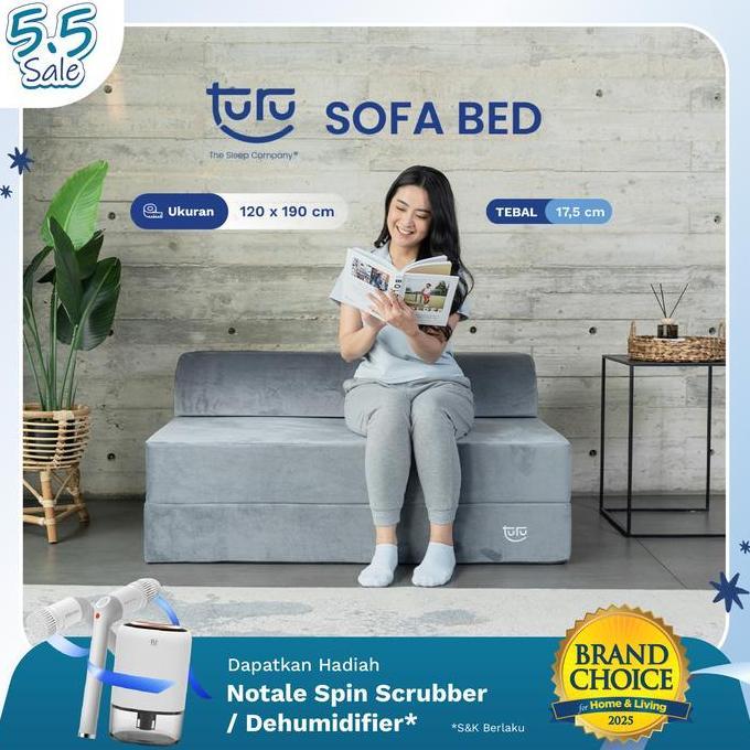 TURU Sofa Bed 2in1 Uk. 120x190 TURU Minimalis Grey / Trifold Kasur Sofa