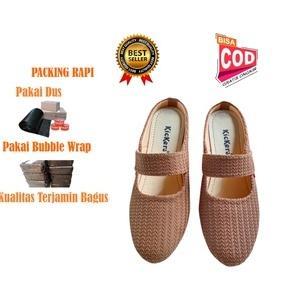 FAVORIT SEPATU SELOP WANITA SLIP ON | SEPATU SELOP FLAT RAJUT WANITA