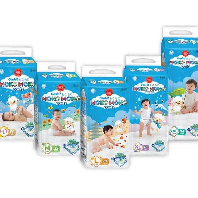 Popok Celana Genki Moko Moko Pants Nbs38 M32[34] L28 [L30]  Xl26 Xxl24 Mokomoko Popok Bayi Sekali Pa