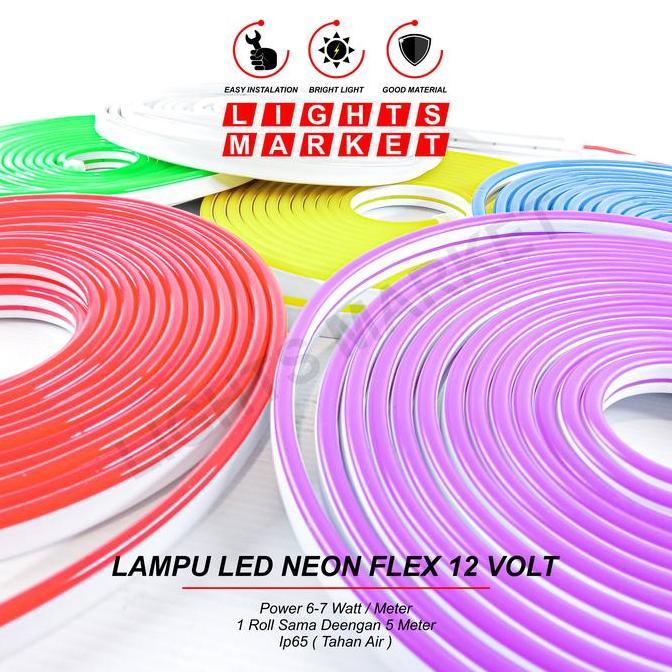 Lightx- Led Strip Neon Flex Dc 12V 5 Meter Neonflex Rna Putih Rmwhite Merah Hijau Biru Pink Golden I