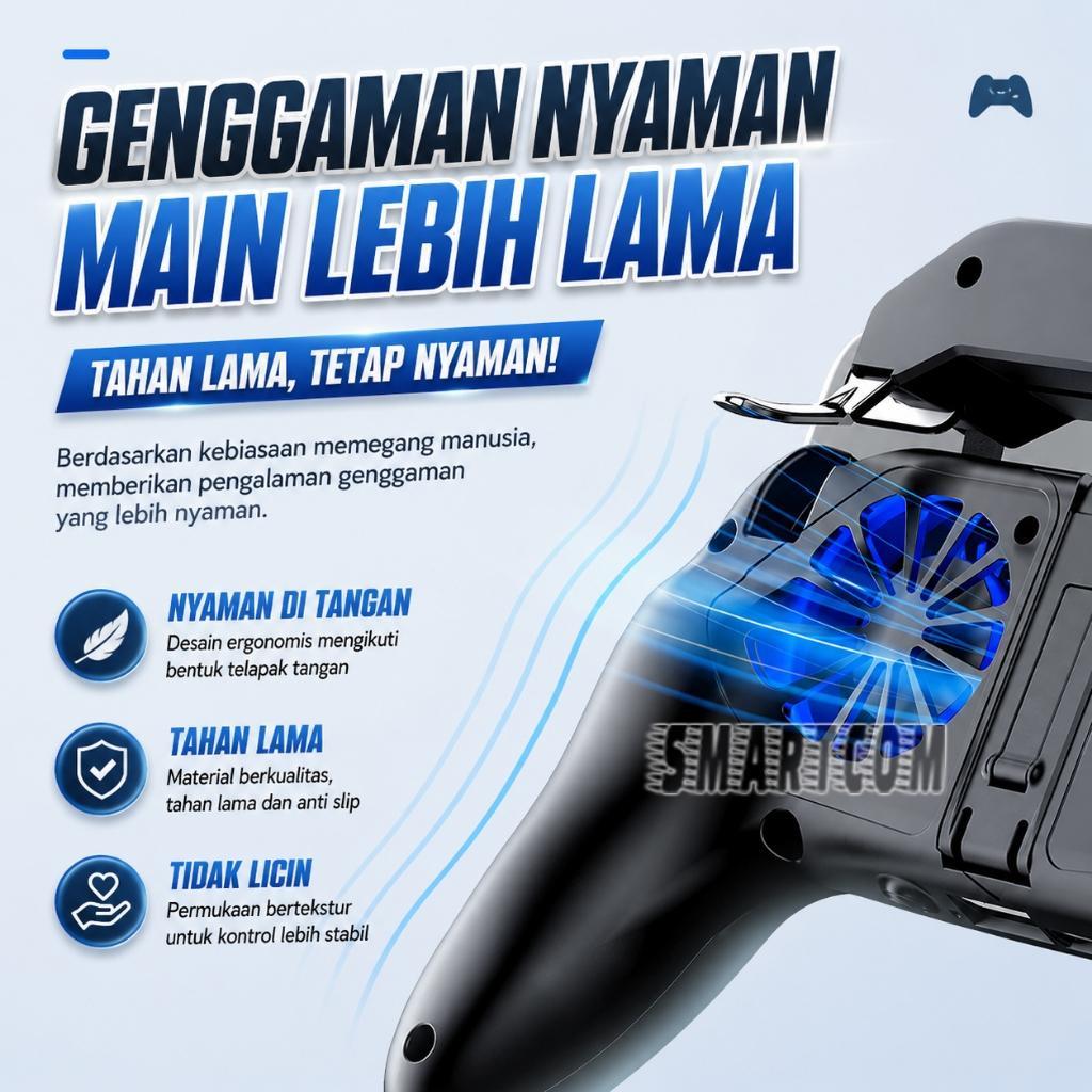 Smartcom - H10 Dual Fan Cooler Gamepad Pubg Mobile Controller Gamepad Handle Hp