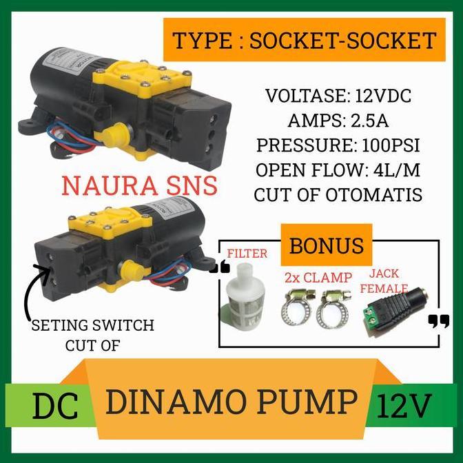 Flow- Pompa Dc 12 Volt 100Psi Dinamo Sprayer Misting Steam Cuci Mobil Motor