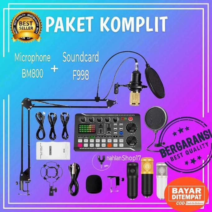 PAKET LENGKAP SOUNDCARD F998 CONDENSER MIC MICROPHONE BM800