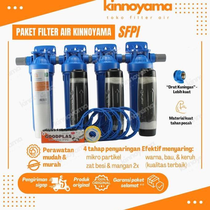 Liderado- Paket Filter Air 10" 1 Set 4 Tahap Lengkap / Filter Air Sumur Bor / Saringan Air Kuning Be