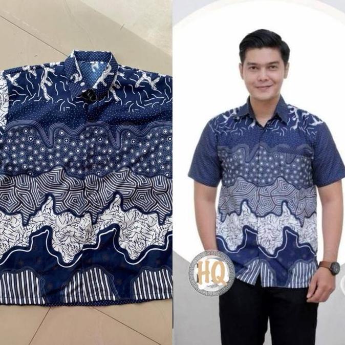 DISKON ZAHIRA Atasan Batik Pria Jumbo & Wanita Jumbo Baju Couple Pasangan Kancing Seragam Ukuran M h