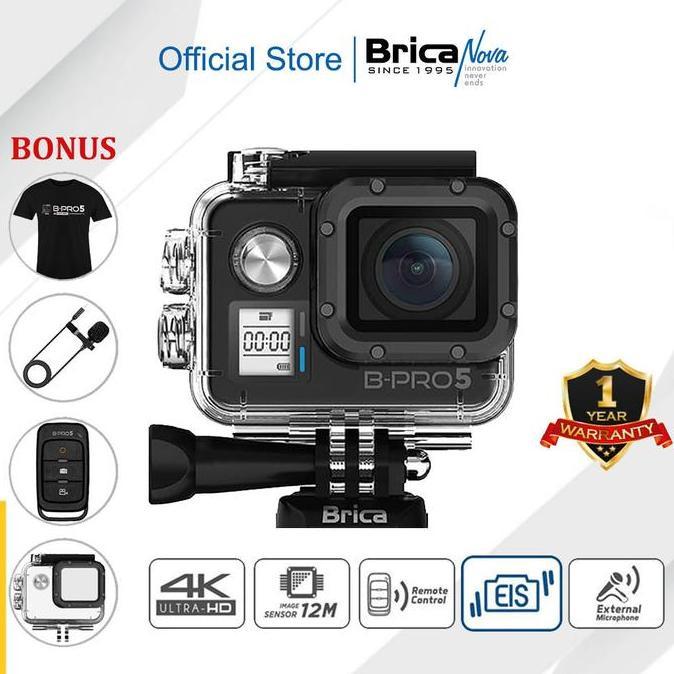 Brica BPRO5 Alpha Edition Mark III S (AE3S) 4K EIS - Black - Free T-Shirt - Action Camera