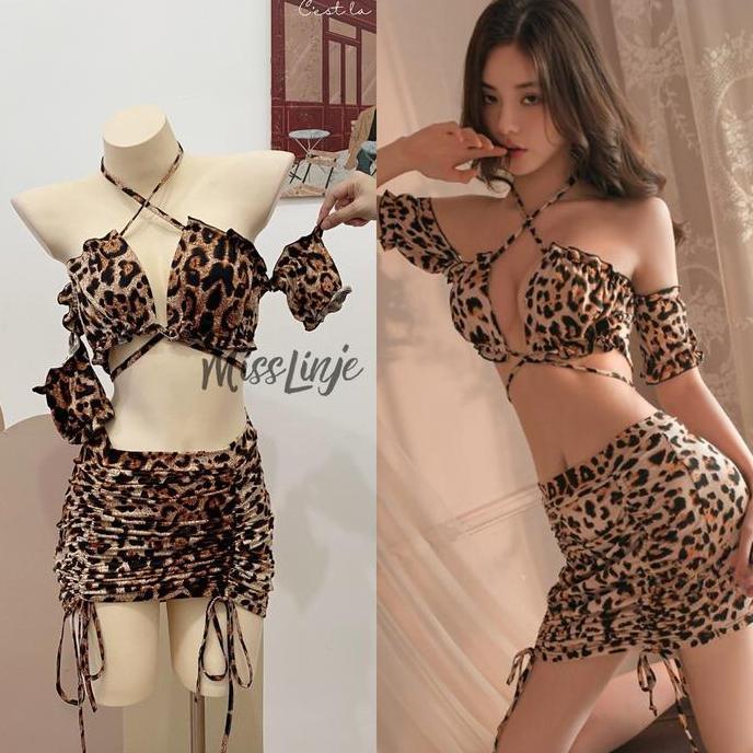 Baju Cosplay Lingerie Kostum Tarzan Jane Leopard