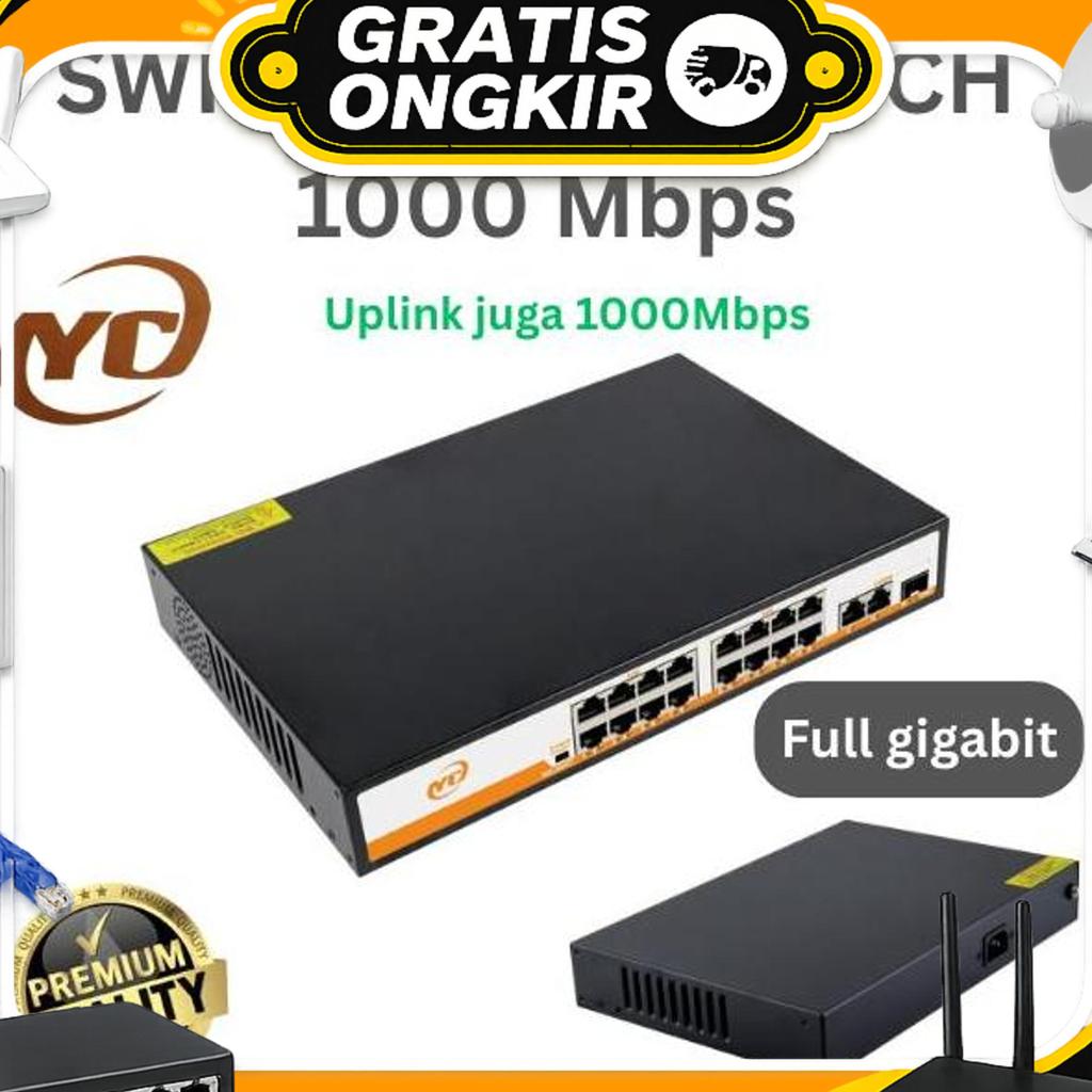 Switch Poe 16Port Poe Switch 16+3Ports 10/100Mbps/1000Mbps /SwitchHubPoe 2Uplink+Fo