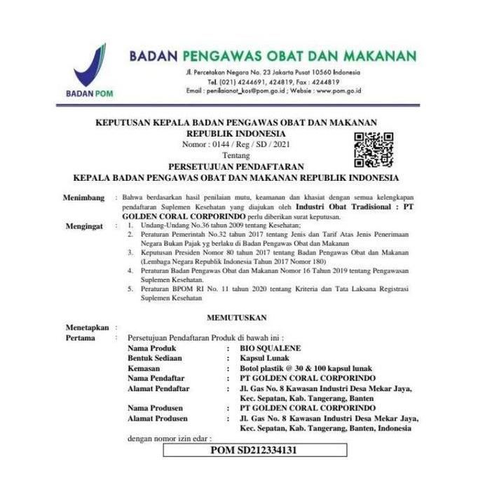 Higher- Bio Squalene Softgel Bpom Halal