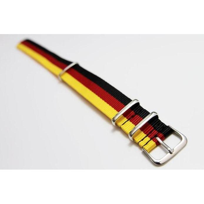 Tali Jam Tangan - G10 Nato Nylon Strap 22mm - Black Red Yellow Germany