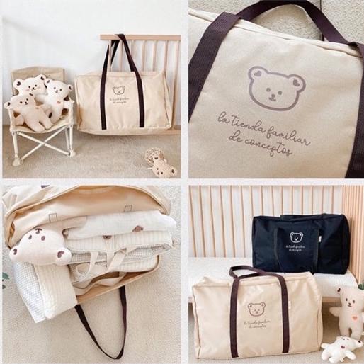 MAUVE DTD BEAR TAS BAYI DIAPERS BAG BABY TRAVEL SIZE JUMBO MUAT BANYAK / TAS BERSALIN / HOSPITAL BAG