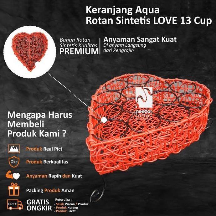 Keranjang Tempat Gelas Air Mineral Aqua bentuk LOVE