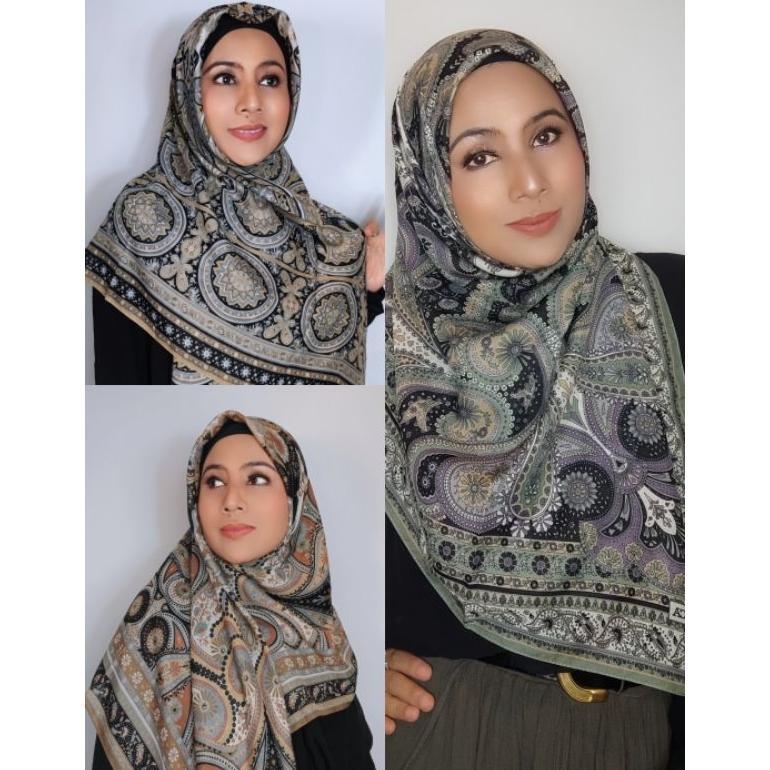 Kerudung Jilbab Hijab Turki Karaca Katun Motif Klasik 120X120
