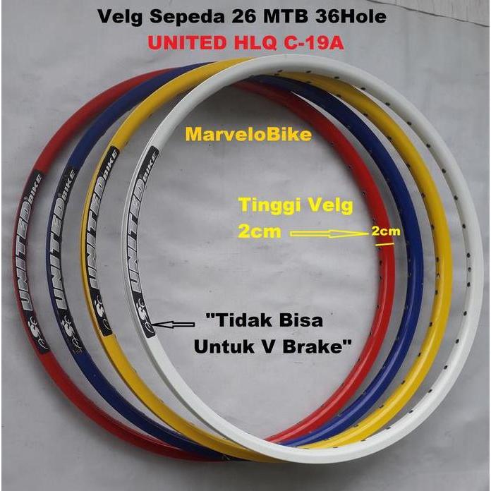 Rim Velg Sepeda 26 MTB United 32/36 Hole