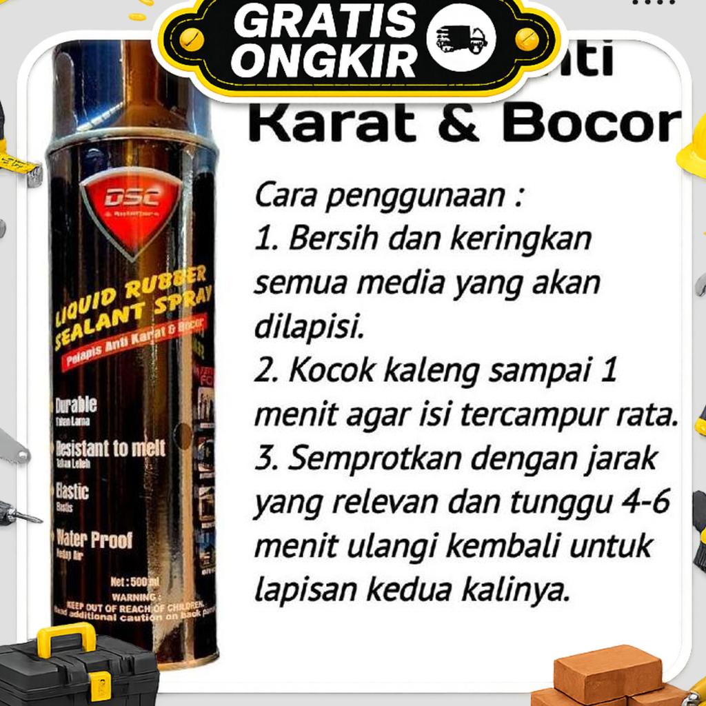Dsc Rubber Sealant Spray Cat Anti Karat / Penambal Atap Bocor Waterproof