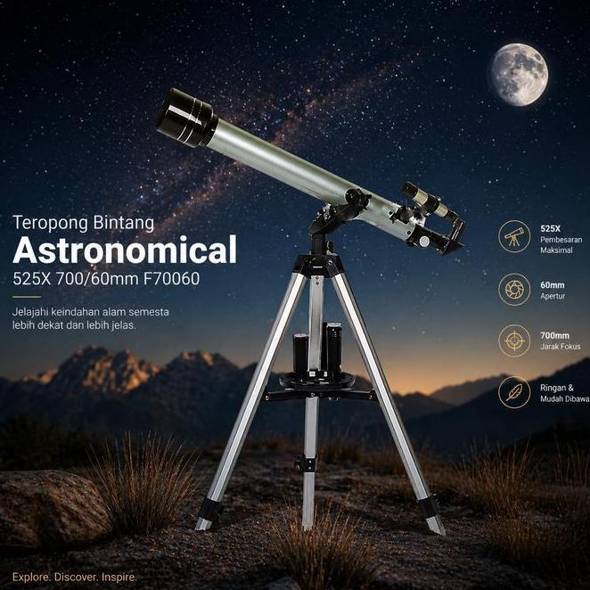 Teropong Bintang Space Astronomical Telescope 525X 70060Mm F70060 Merk China