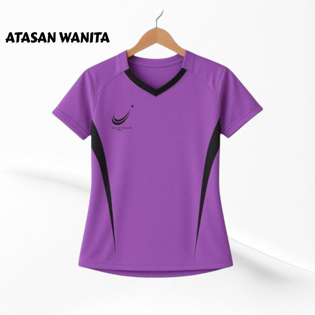 Promo  Kaos Senam Wanita Dry Fit Warna Kuning/Ungu/Putih