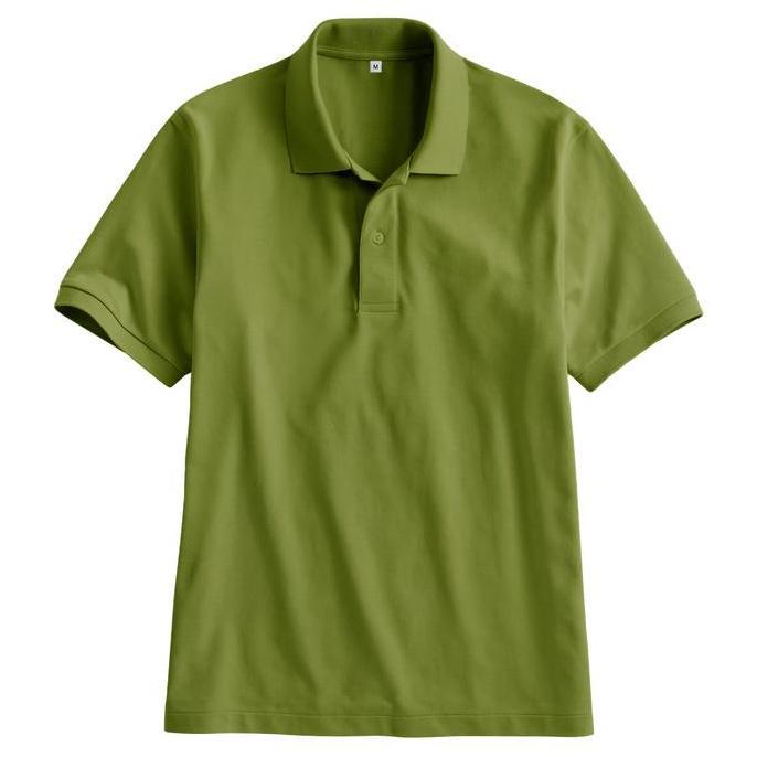 Kaos Polo Shirt Kerah Polos Warna Hijau Lumut / Atasan Pria Kaus Polo Lengan Pendek