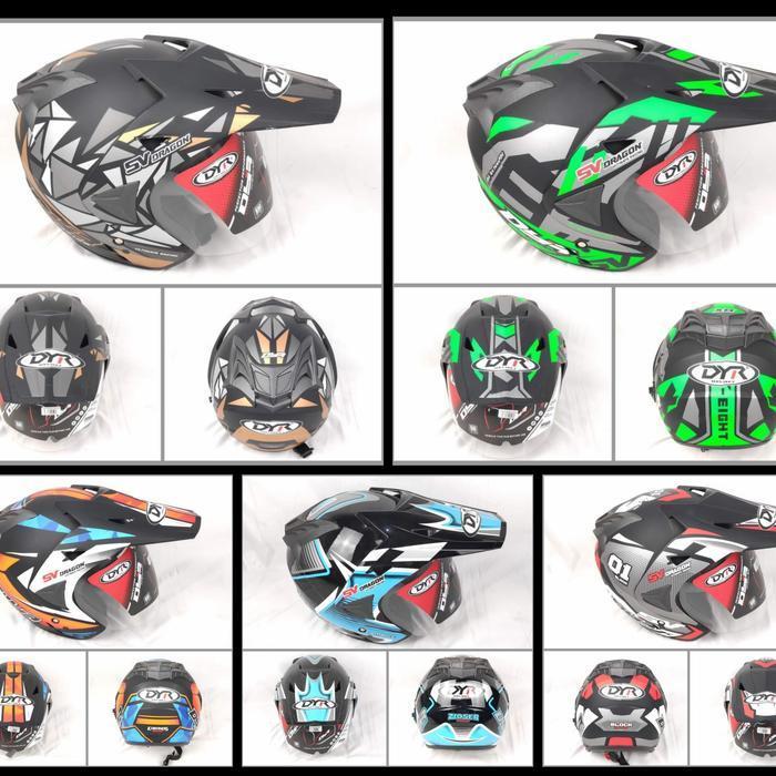 Helm Dyr Semi Cross Double Visor Sni. Helmet Motocross Trail Adventure Original Dan Terpercaya