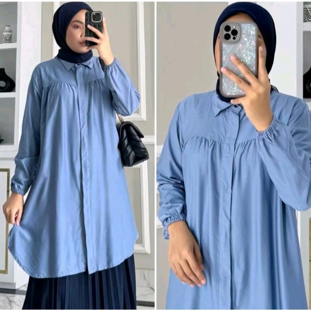 hemat (exlusive) adilla tunik wanita rayon twill adem nyaman dada kerut l xl xxl