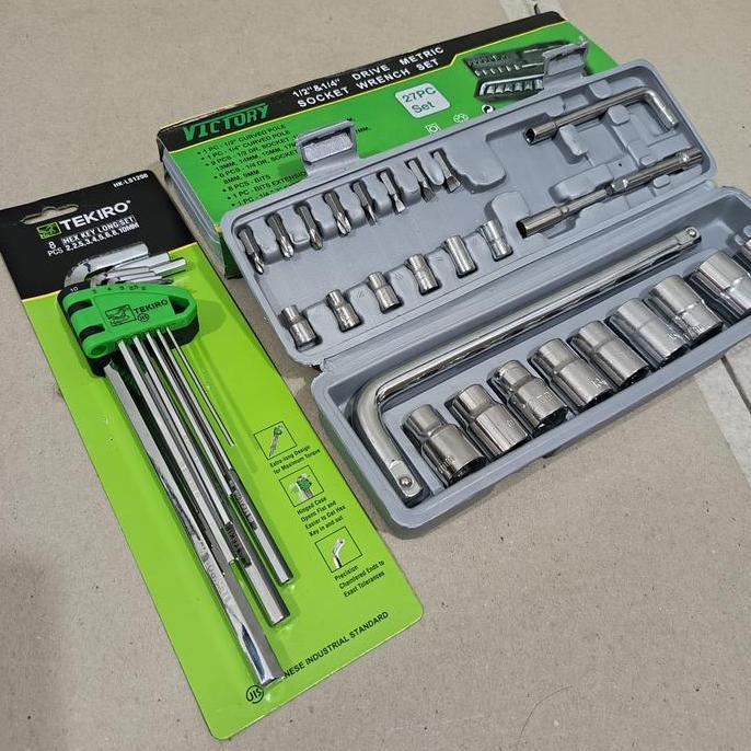 Murah Set Kunci L Tekiro Panjang 8 Pcs + Set Kunci Shock Sok 27 Pcs