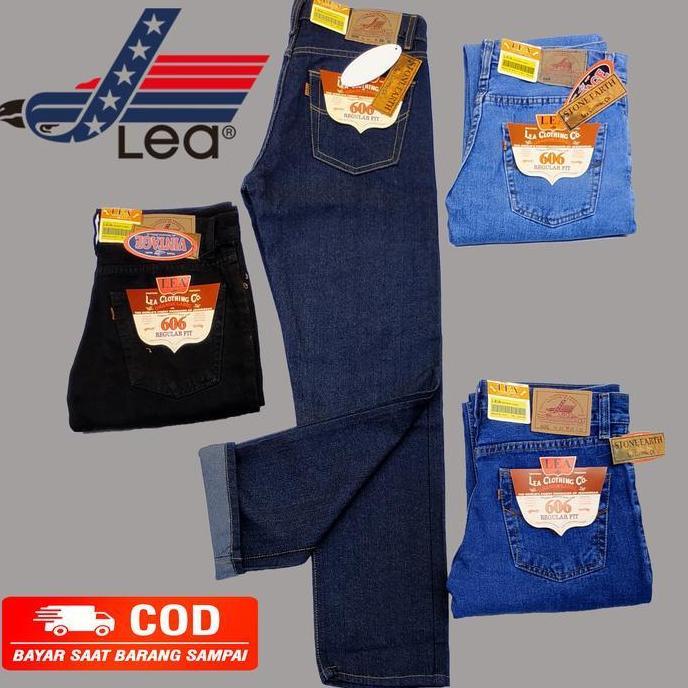 CUCI GUDANG Celana Jeans Panjang Pria LEA 606 Standar Reguler Basic Original Hight Quality Size 28 -