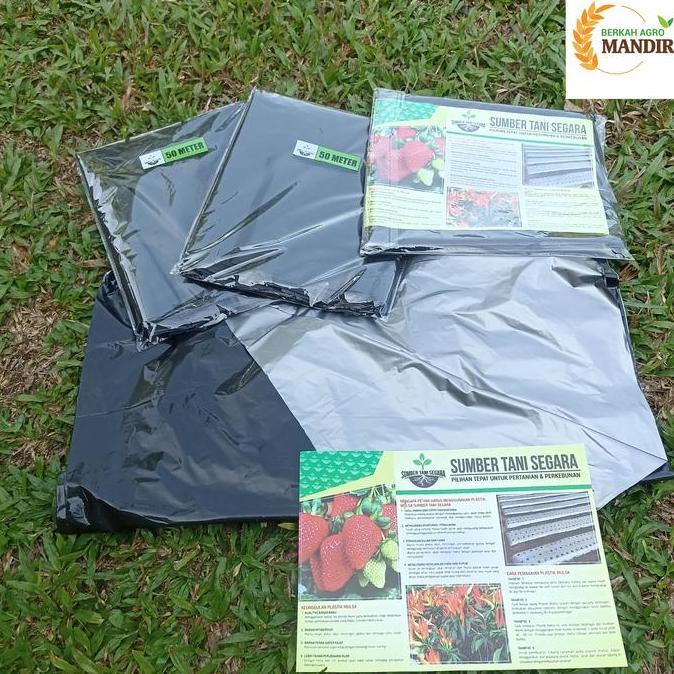 Place- Plastik Mulsa Hitam Perak 50 Meter Mtr