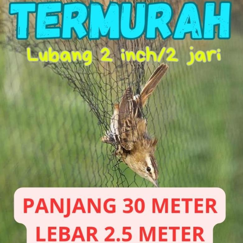 jaring burung kecil 2 inch panjang 30 2.2 meter jaring burung emprit burung pipit jaring hitam
