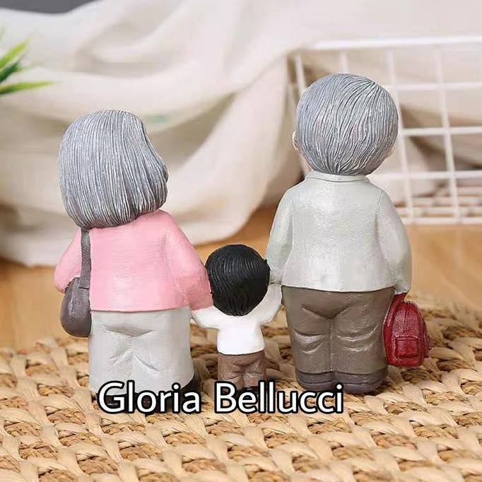 patung pajangan kakek nenek cucu grandpa oma hiasan rumah anniversary