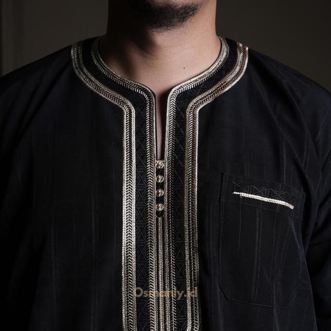 Asliori- Baju Muslim Jubah Gamis Sultan Motif Dubai Pria Maroko Maroco
